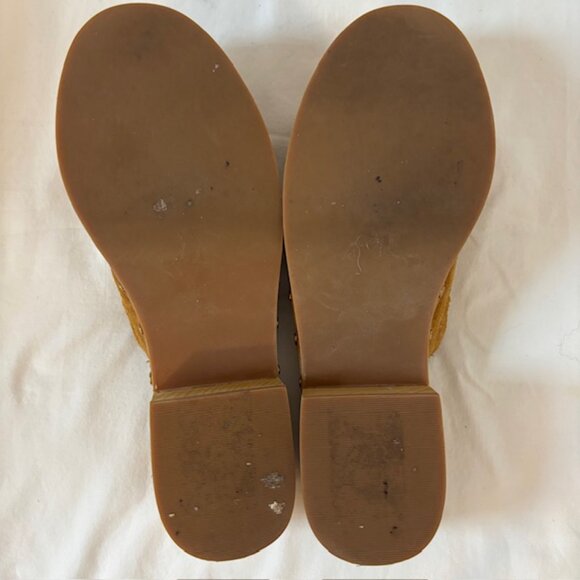J. Crew Dakota Suede Studded Wooden Platform Clogs in Burnished Pecan Size 6.5 - Picture 8 of 11